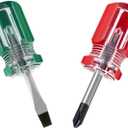 Buspoll Stubby Screwdriver  Compact Short Screwdriver for Tight Spaces, Durable Chrome-Plated Steel Construction, Easy to Use, Versatile Tool. (Medium)