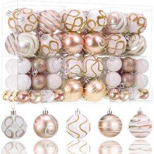 100Pcs Shatterproof Christmas Ornaments Set for Tree Large Christmas Tree Baubles Bulk Christmas Decor with Assorted Designs Perfect Christmas Ball Ornaments for Holiday Decorating, Champagne Gold