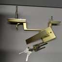 Gold Front Door Handle No Lock, Modern Exterior Door Handle with Passage Lever, Reversible for Left & Right Hand Door, Front Door Handleset