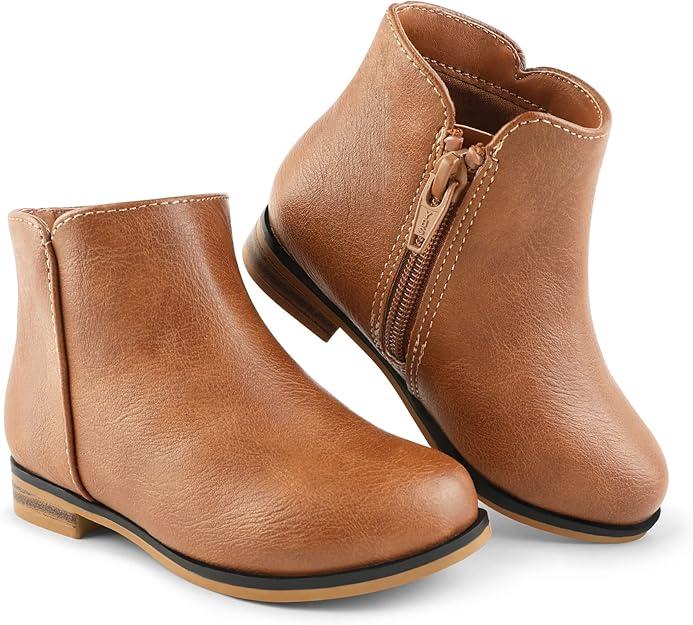 Girls Boots Kids Ankle Boots With Zipper Dress Boot Low Heels Booties for Toddler Little Kids,Size 12