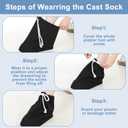 Cast Sock Cover for Foot, Adjustable Drawstring Cast Sock, Casts Cover for Foot Men and Women (Black)
