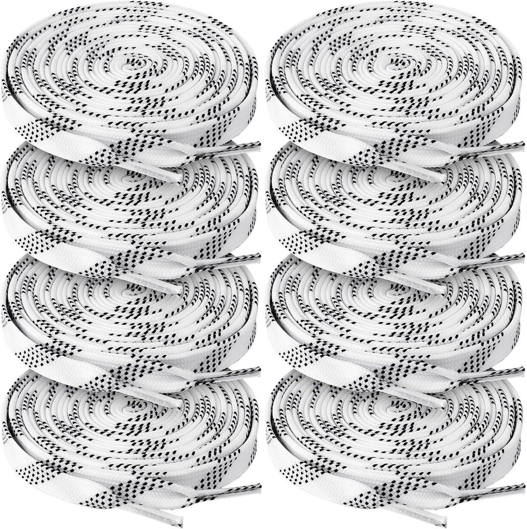 Yingzhao 4 Pairs Waxed Hockey Skate Laces 108" Hockey Laces Wide lce Skate Lace Strap for Roller Skates Boots Adults Youth (White)