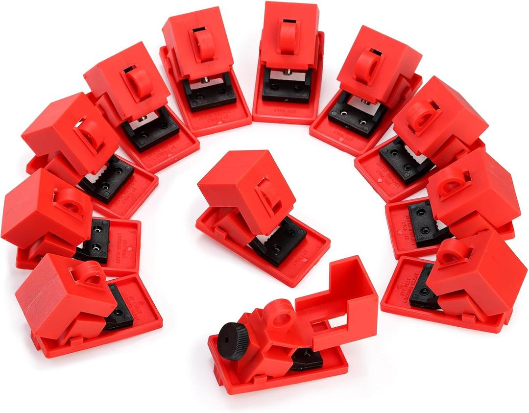 WUWEOT 12 Pack Circuit Breaker Lockout Device, 120-277V Clamp-on Electrical Single Pole Breaker, Lockout Tagout Kit Lock Out Device for Less 16 mm Handle, OSHA Compliant