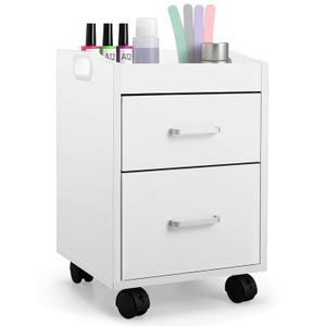 Geelin Pedicure Trolley Cart 14"x13"x19" Portable Double Layer Pedicure Station with Wheels for Nail Salon, Spa, Beauty Salon, Home Bathroom Manicure Pedicures Equipment(White)