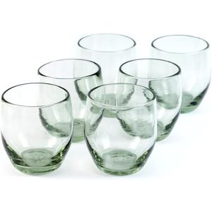 9 oz Hand Blown Mexican Drinking Glasses - Set of 6, 9 fl oz each, Clear