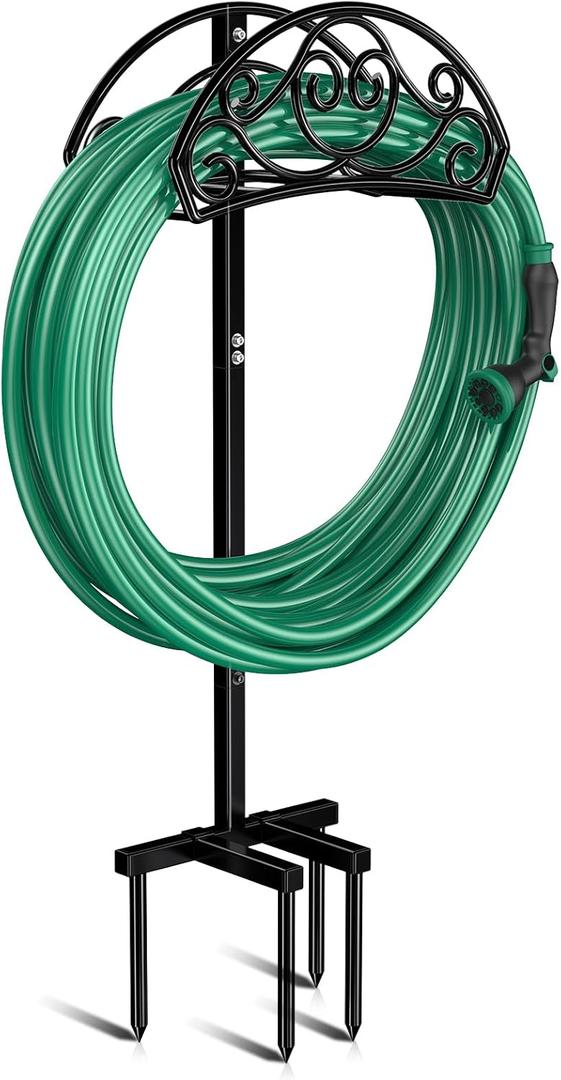 Garden Hose Holder Detachable Water Hose Holder, Thicker Metal Hose Stand Storage Rack, Freestanding Hose Storage for Outdoor, Yard, Lawn