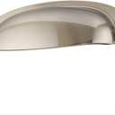 6-Pack 3 1/2" Hole spacing Vintage Farmhouse Style Pulls Cup Pull Handles Knobs Shell Ear-Like Handle Knobs for Cabinet Dresser Drawer Bin 3.5 inch 89mm (6, Brushed Nickel)