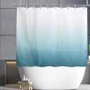 YISURE Ombre Turquoise Short Shower Curtain 60 Inch Length, Green Polyester Fabric Teal Shower Curtain for Bathroom with 12 Pack Hooks