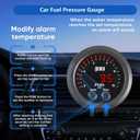 Universal Fuel Pressure Gauge 21/16in 52mm Ultraslim 15PSI Red LED DC12V-24V with Alarm and Electronic Sensor for Car & Truck