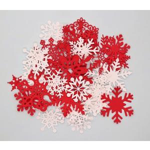 Snowflakes Red and Winter Punch Paper Die Cut Set of 50 Scrapbook Embellishment