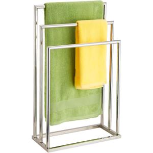 Free Standing Towel Racks for Bathroom, 3 Tier Stainless Steel Bathroom Towel Rack, Towel Drying Rack Stand for Outdoor Poolside, Blanket Holder, Chrome, DECLUTTR