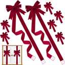 6Pcs Christmas Velvet Cabinet Ribbons Bows Decorations Large Red Knob Easy to Install Kitchen Cabinet Door Ribbon Bow for Fireplace Festive Decor Xmas Tree Gifts Party Supplies(Burgundy)