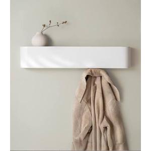 Kazai Wall-Mounted Coat Rack 'Toke' - Modern Design Coat Rack with Hidden Wall Hooks - Solid Wood Veneer Panel Coat Hanger - White
