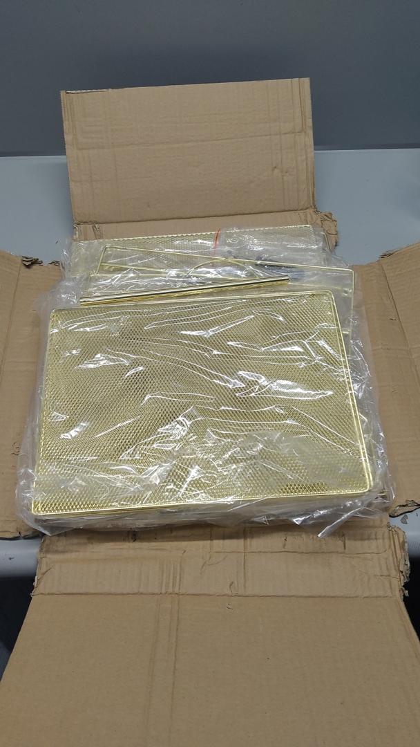 Marbrasse Desk Organizer with File Holder, 5Tier Paper Letter Tray, Mesh Desk Organizers and Accessories with Magazine Holder, Desktop Organizer and Storage for Office Supplies (Gold)