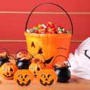 Ciieeo 6Pcs Halloween Pumpkin Candy Buckets Mini Plastic Orange Jack-O-Lantern Storage Containers for Party and Treats
