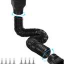 1 Pack Flexible Gutter Downspout Extensions Extendable from 21" to 67", Downspout Extender Comes with Adapters, Thickened Down spout Drain Extension for Rainwater Drainage(Black)