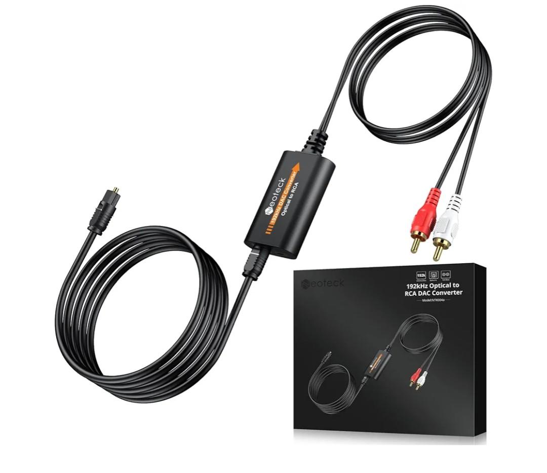 Neoteck 192kHz DAC Converter 7ft/2.1m Optical to RCA Cable SPDIF to RCA Digital to Analog Converter for HDTVs Set-Top Boxes DVD/Blu-Ray Players-Male Output