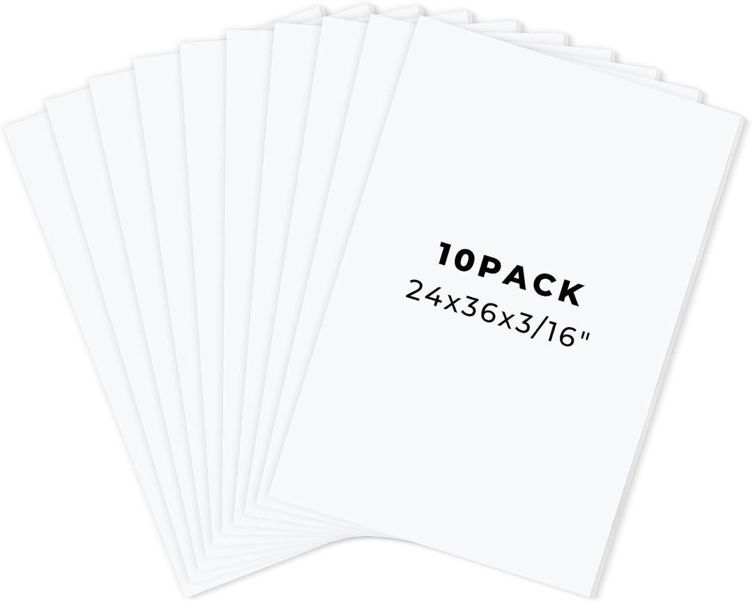 Golden State Art 24x36 White Foam Board 3/16 Thick 10 Pack | Acid Free, Polystyrene, Warp-Resistant, Easy to Cut, For Drawing Presentation, Project, Picture, Decorations & Craft Display