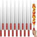 Zhehao 16 Pcs Heavy Duty Kabob Skewers 1 Inch Wide 2 mm Thin Kabob BBQ Stainless Steel Metal Skewers for Grilling with Wooden Handles, Silver(23 Inch Long)