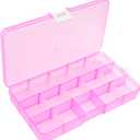 OriGlam 1pcs 17x10CM Plastic Organizer Storage Box with Adjustable Dividers, Jewelry Storage Container Box for Office Supplies Beads Crafts Fishing Tackles (Pink)