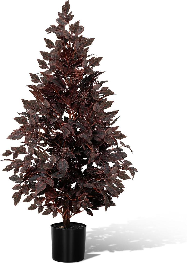 Giegxin 1 Pack 3ft Spring Artificial Tree, Faux Cimicifuga Tree, Artificial Plum Cimicifuga Stems Seeded Plants, Weather Resistant Spring Plant Decor for Porch, Mantel, Outdoor, Indoor
