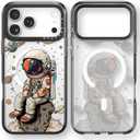Bouvardia for iPhone 17 Pro Max Case, Cute Design for Women & Girls, Protective & Aesthetic, Gray Bumper  Astronaut