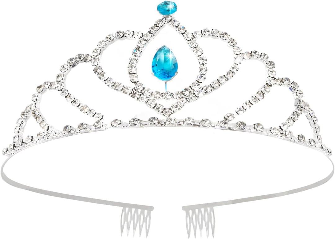Oblihumoy Blue Tiara Crowns for Girls and Women Rhinestone Princess Pink Crystal Crown for Brides Bridal Wedding Birthday Prom Quinceanera