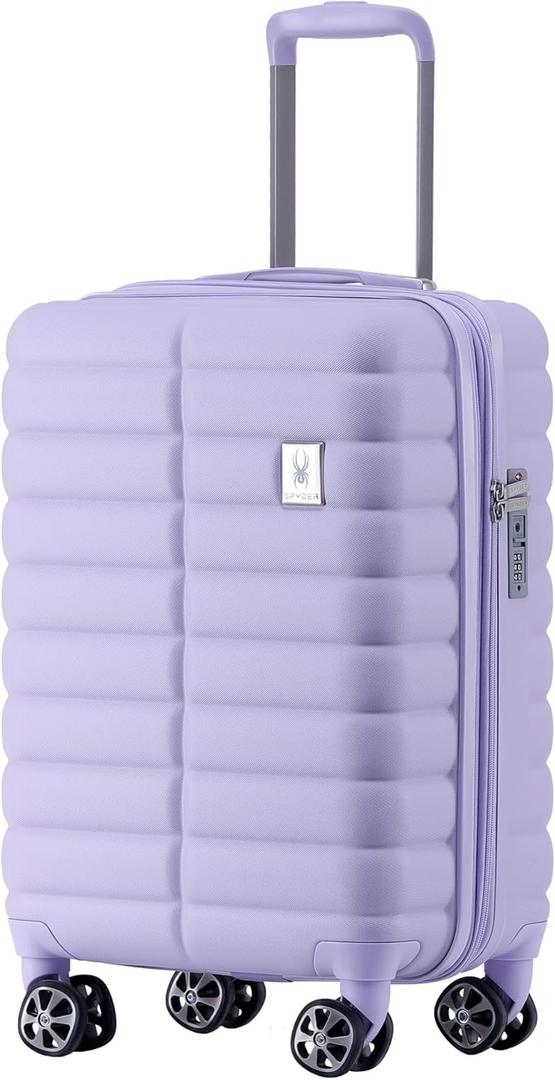 Spyder Puffer Style 20 Inch Expandable Hardside Upright Carry On Suitcase with 360 Spinner Wheels, TSA Approved Lock, Lilac