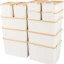 ANMINY 12PCS Plastic Storage Bins Containers with Lids, Large White Storage Organization Bins Boxes, Lidded Plastic Storage Baskets for Closet Shelves Drawers Desktop Home Office (2 Extra Large 4 Large 2 Medium 4 Small)