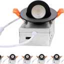 ZYC Gimbal LED Recessed Lighting - 3 Inch 5CCT 7W 360 Rotation Adjustable Eyeball Light,LED Swivel Spotlight,Directional Sloped Ceiling Light,Dimmable Canless Wafer Downlight Pack of 6 Black.