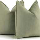ZWJD Sage Green Pillow Covers 18x18 Set of 2 Chenille Throw Pillow Covers with Elegant Design Soft and Luxurious Decorative Throw Pillows for Couch, Bed, and Home Decor (18" x 18" (Pack of 2))