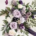 Ling's moment Purple Lilac Artificial Wedding Arch Flowers Kit Pack of 4, 2pcs Hanging Flower Arrangement 2pcs Chiffon Drapes Ceremony Reception Fake Rose Arbor Backdrop Floral Party Outdoor Decor