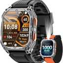 Military Smart Watches for Men, 2.01" HD Smartwatch with 1000 mAh Battery/2 Straps/Answer/Make Call/Led Flashlight/Heart Rate/Sleep Monitor, 100+ Sport Modes Fitness Tracker for Android/iPhone