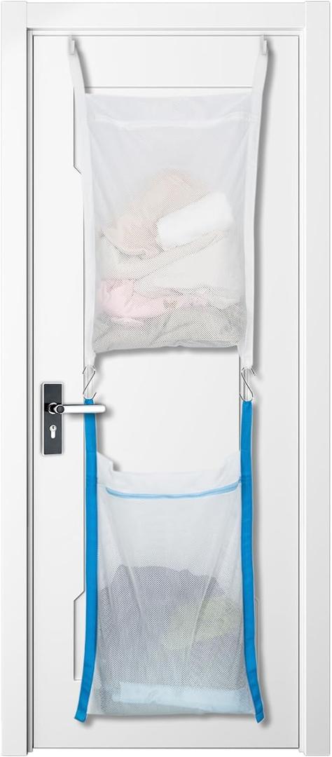 Over Door Large Mesh Laundry Hamper Bag, 2 Pcs Washable Laundry Basket for Bedroom/Dorm/Bathroom