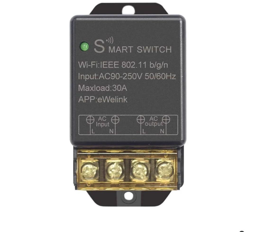 Ewelink 30A Hight Power WiFi Smart Switch 110V/120V/240V, APP Remote with Timer, Wireless DIY Mode for Home Automation, Compatible with Alexa & Google Home(2 pcs)