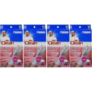 Mr. Clean 243033 Bliss Premium 1-pair Latex-free Gloves, Medium (4 Pack)