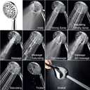 High Pressure Handheld Shower Head, 10-Setting Showerhead, 4.7Detachable Showerhead Set with 5ft Hose, Adjustable Bracket and Built-in Power Wash to Clean Tub, Tile & Pets - Polished Chrome