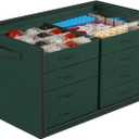 Dicasser Christmas Ornament Storage with 8 Tray Dividers-Adjustable for 128-3 72-4 32-6 Holiday Ornaments, Fit Many Sizes Ornaments (Body Green-Cover Clear)