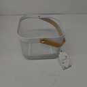 Metal Mesh Wire Basket, Large Steel Basket with Wooden Handle Storage Organizer Basket Multi-functional Hanging Kitchen Baskets Fruit Baskets for Kitchen Bathroom Cabinet Pantry Snacks, White