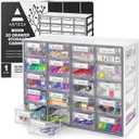 ARTEZA 20 Drawer Organizer and Storage Cabinet  Clear Plastic, Stackable Drawers for Makeup, Crafts, Sewing, Office Supplies, Small Parts & Tools