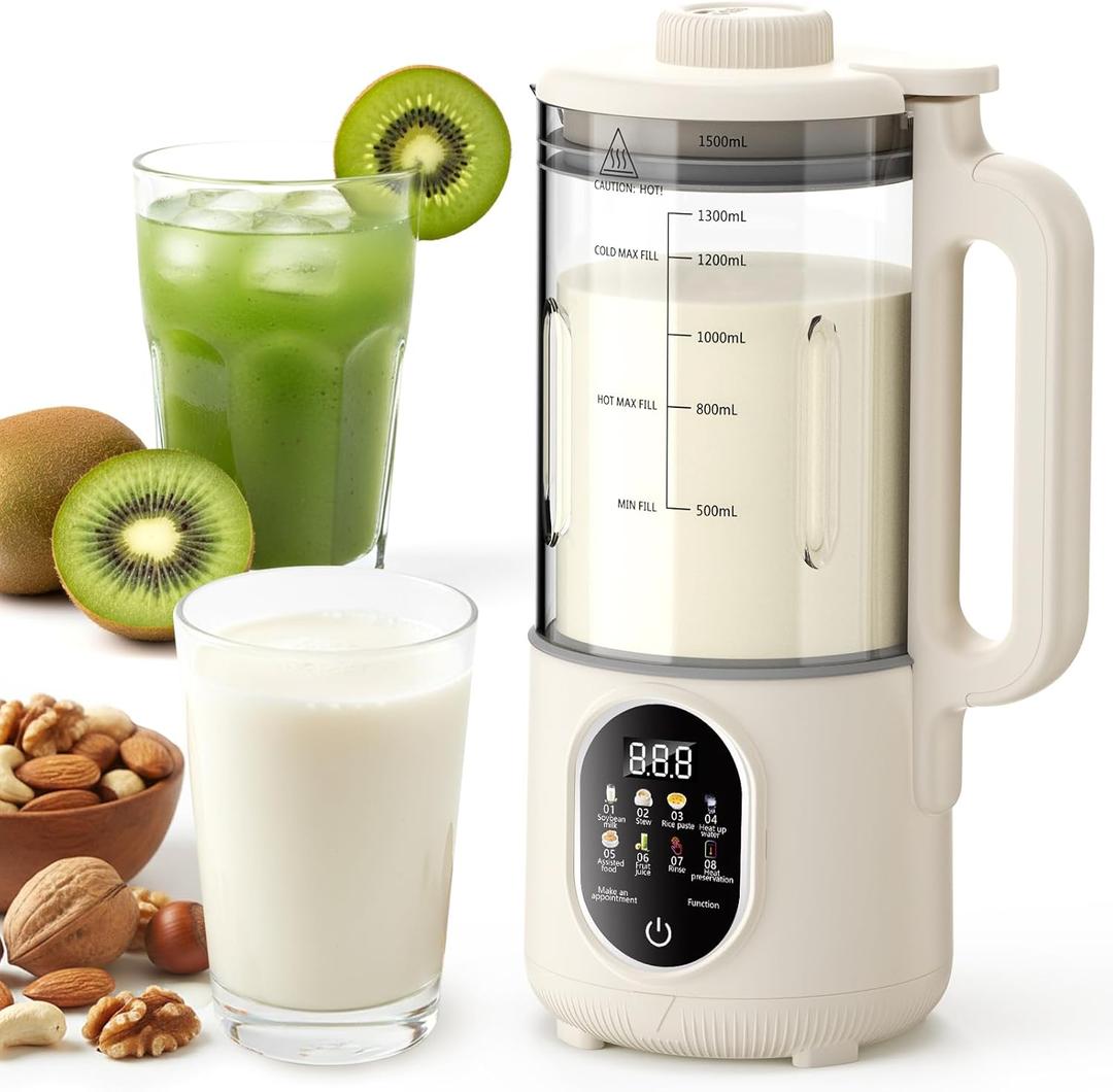 55oz Nut Milk Maker, 10-in-1 Plant Milk Maker Machine, 800W 20-Blade Smooth Blend  Soy/Almond/Oat Milk Maker  Hot Max 27oz, One-Touch, Auto Clean 2-Min, 12-H Delay, 4-H Keep Warm