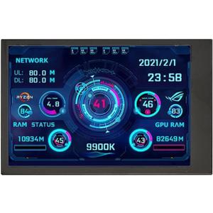 Flylin 3.5in IPS USB Mini Screen, CPU Hardware Temperature Monitor Type-C Sub Screen, AIDA64 PC Temperature Display Screen for Computer Case