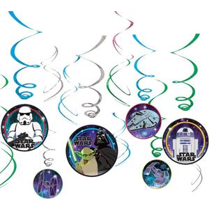 Swirl Hanging Decorations - 5" & 7" (Pack of 12) - Perfect for Themed Parties & Events, Star Wars Galaxy of Adventures
