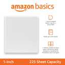 Amazon Basics 3 Ring Binder, 1 Inch D-Ring, Clear Overlay, Pockets for Storage and Organization, White, 4 Pack