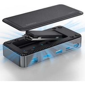 iDsonix USB-C Hub with M.2 NVMe SSD Enclosure, 10-in-1 USB-C Docking Station - 10Gbps Speed, HDMI 4K, 1000M Ethernet, PD 100W, Multi-Port Adapter for MacBook Air/Pro Laptop
