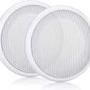 Facmogu 2PCS 4in White Round Speaker Grill Covers, Universal Surface-Mount Ceiling Speaker/Hole Covers, Audio Speaker Mesh Guard Protective Case for Home Theater, RV or Marine Installation