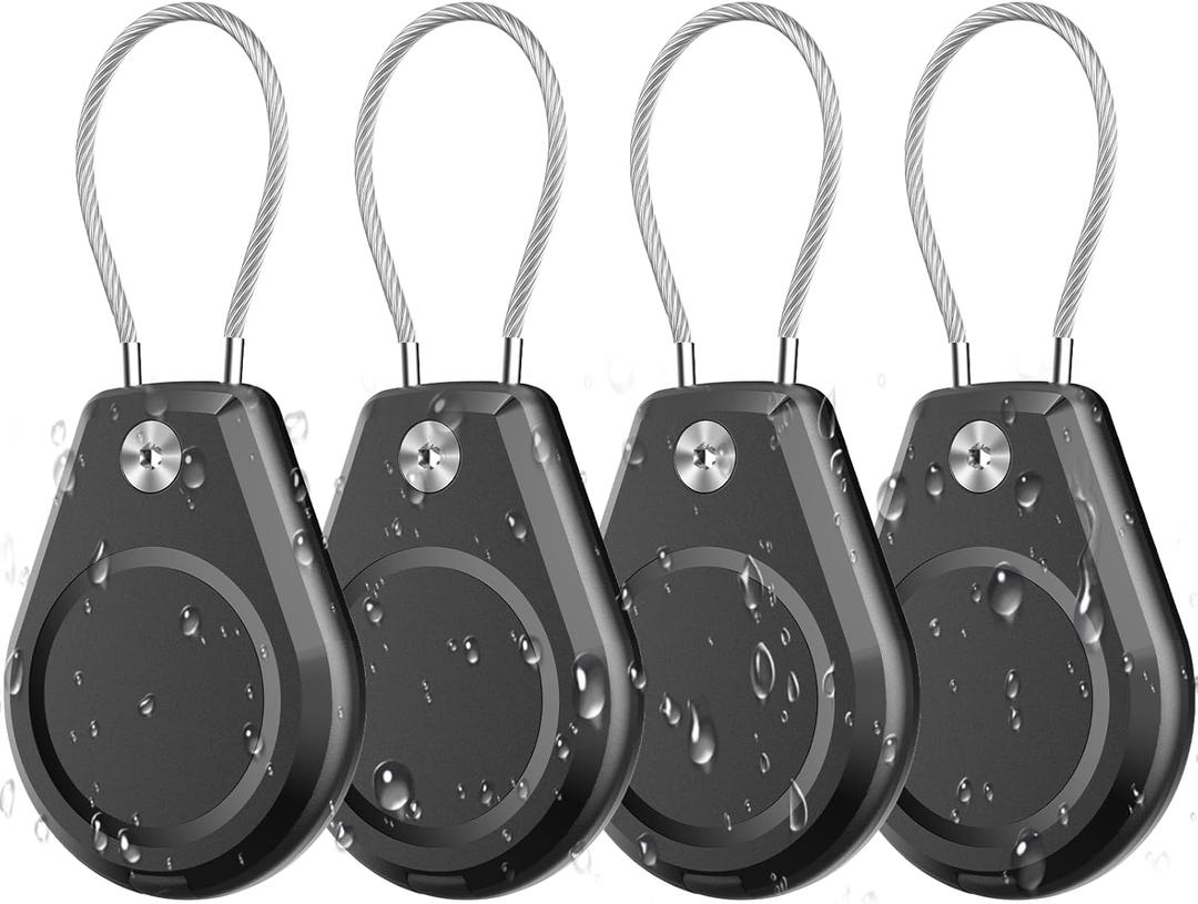 4 Pack Waterproof Secure Holder for AirTag Accessories, Anti-Theft Track Case with Steel Cable, Ultra Durable Scratch-Resistant Cover -Compatible with Apple AirTag for Keychain,Car,Bike,Luggage, Pet