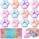 28pcs Taba Squishy Cat Paw Squeeze Toys, Handmade Mini Kawaii Stress Relief Fidget Sensory Toys, Squishies for Kids, Pinch Family, Fidget Cat Paws Mochi Toys for Kids