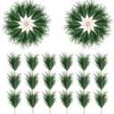Alpurple 30 PCS Artificial Green Pine Needles Branches- Small Pine Twigs Stems Picks- Fake Greenery Pine Picks for Christmas Garland Wreath Embellishing and Home Holiday Garden Decoration