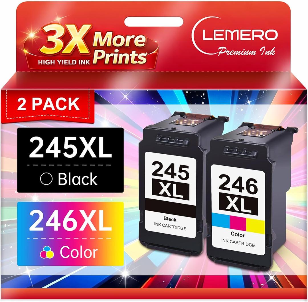 LEMERO 245XL Ink Cartridge PG-245 CL-246 Replacement for Canon Ink 245 and 246, Compatible with Canon 245XL 246XL Combo Pack for Pixma MX490 MX492 MG2522 TR4522 TR4520 TS3122 TS3322 Printers